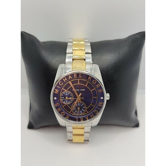 MICHAEL KORS MK6195 Women's Stainless Steel Analog Blue Dial Quartz Watch AM183 - Picture 2 of 11